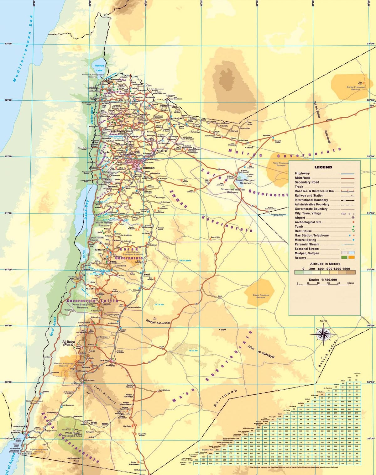 hartë fizike harta e Jordanit