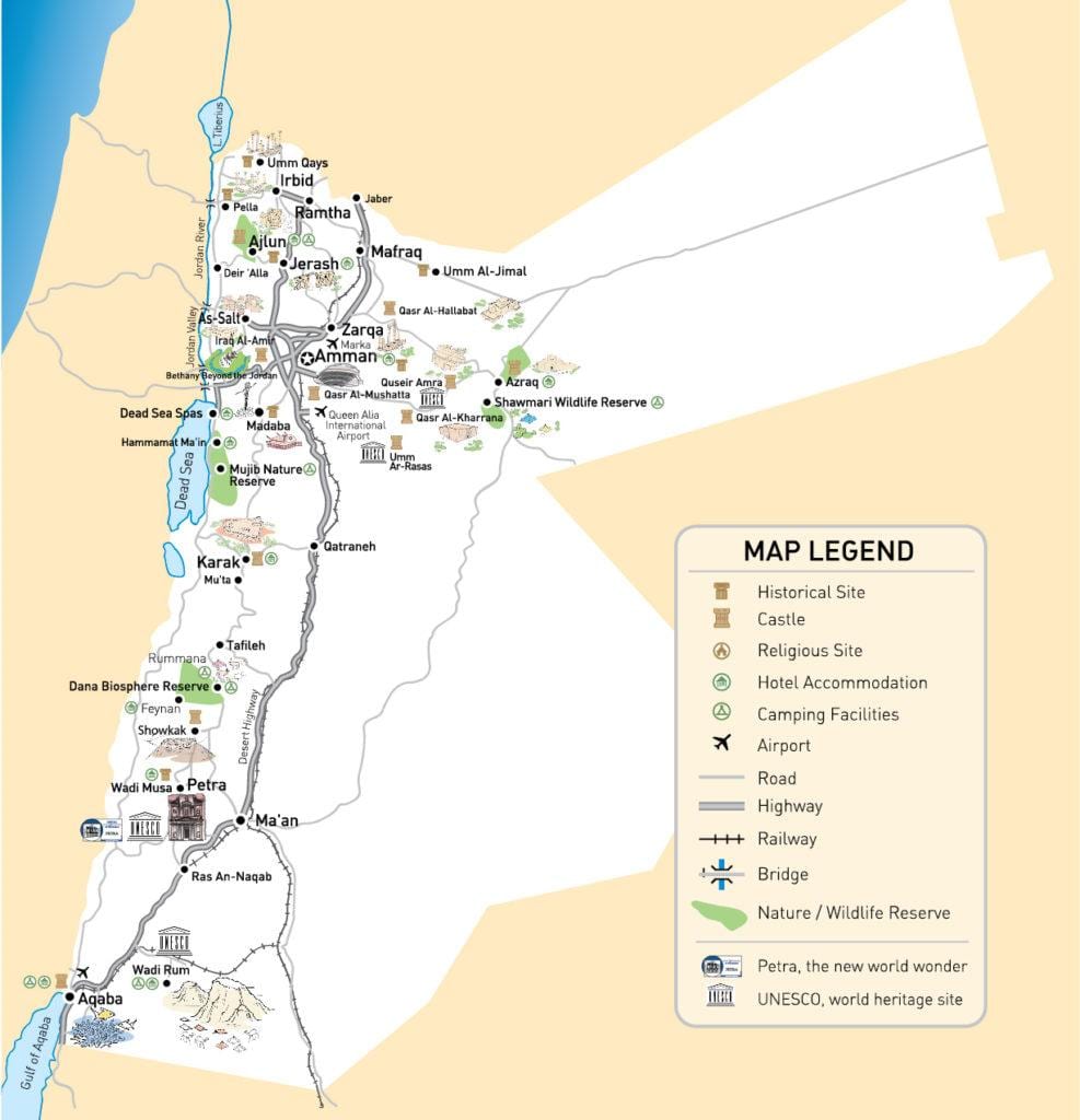 harta e Jordanit aeroporte