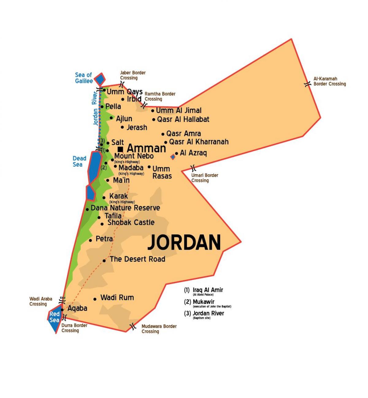 Jordan qytetet hartë