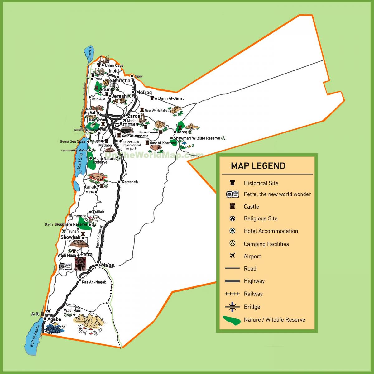 harta e Jordanit faqet turistike